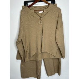 Mod Ref Knit Catalina Top & Bottoms Set Womens Large Khaki